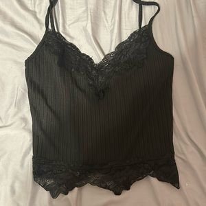 Goth lace trim crop top